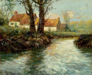  Frits Maler - Haus durch den Impressionismus Norwegische Landschaft Frits Thaulow Fluss